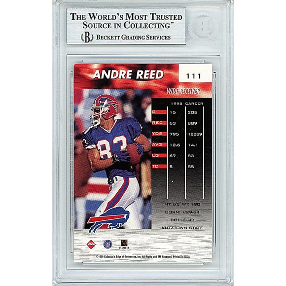 Andre Reed Signed 1999 Collectors Edge Football Card Bills Beckett BAS Autograph - Picture 2 of 4